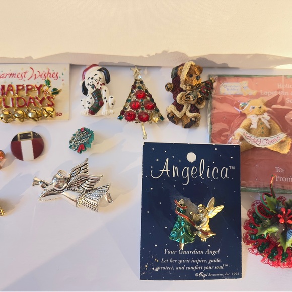 Vintage Christmas Holiday Pin & Brooch Lot, 12 Pc